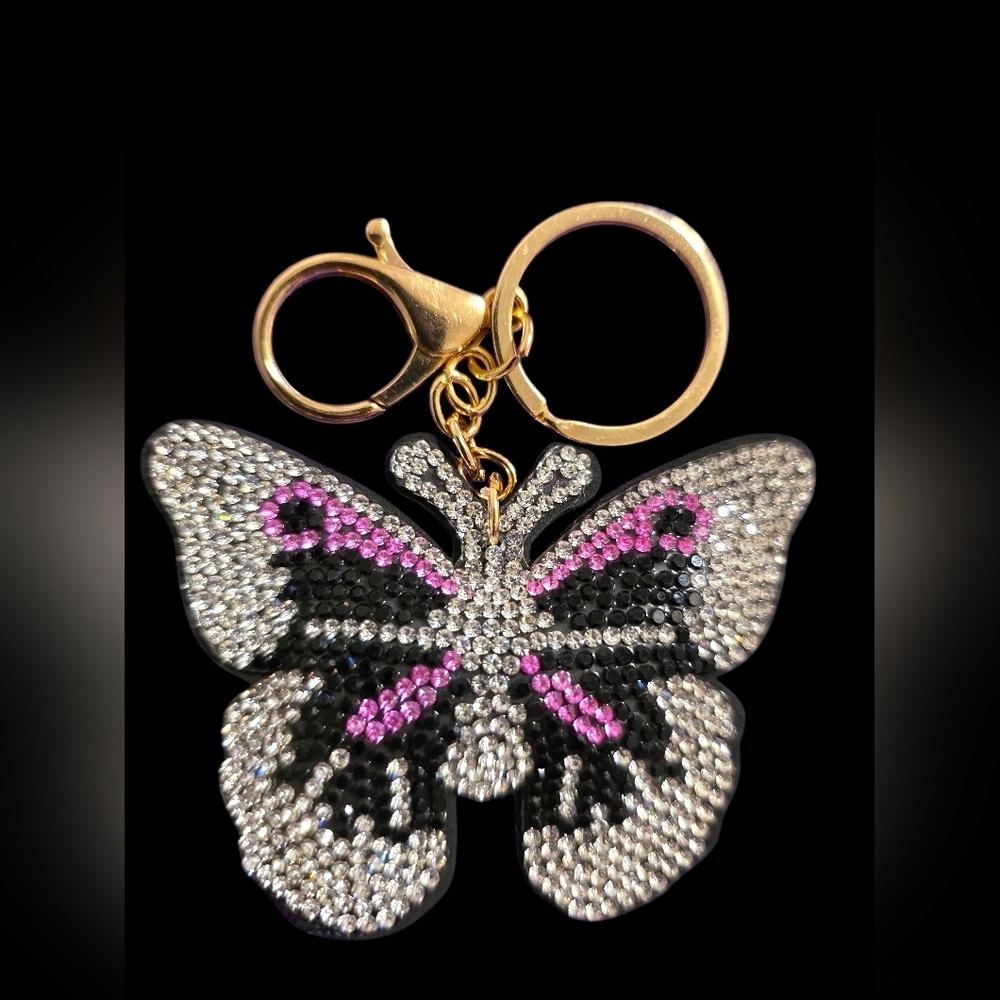 Rhinestone Butterfly Bag Charm Keychain